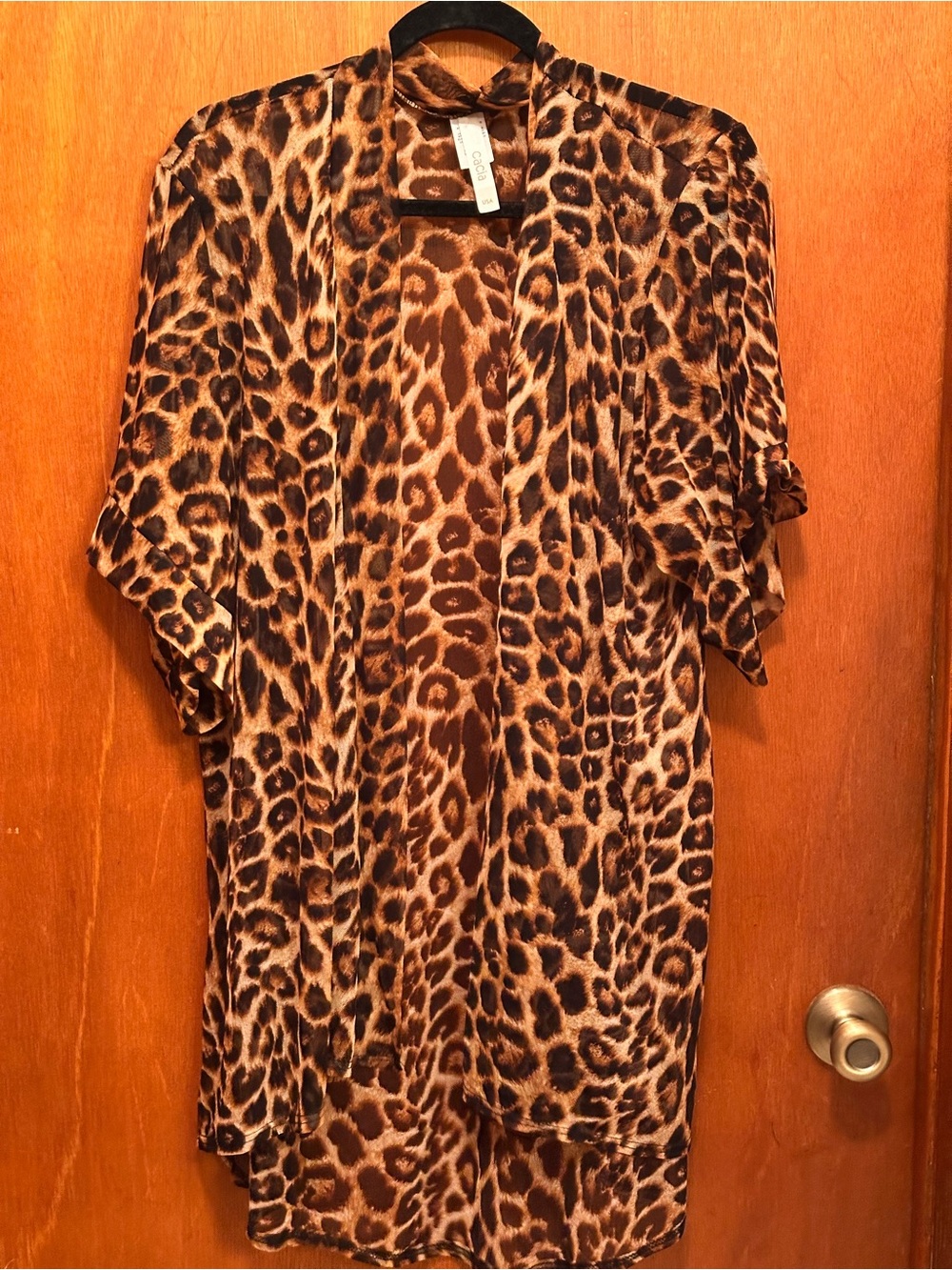 Cacia Brown and Tan Leopard Print Kimono